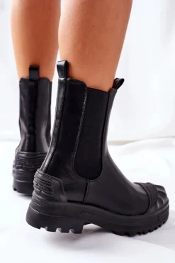 Hot Boto Ocieplane Botki Sztyblety Czarne Time Off
