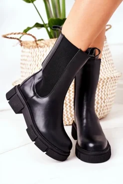 Boto Czarne Botki|Botki Zimowe Damskie*Ocieplane Botki Sztyblety Czarne Must Have