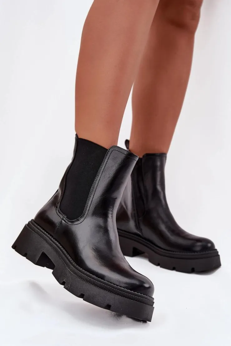Sale Boto Ocieplane Botki Sztyblety Na Zamek Czarne Niviane