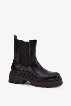 Sale Boto Ocieplane Botki Sztyblety Na Zamek Czarne Niviane