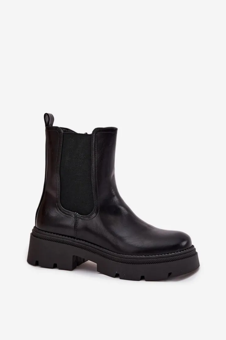 Sale Boto Ocieplane Botki Sztyblety Na Zamek Czarne Niviane