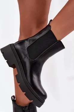 Sale Boto Ocieplane Botki Sztyblety Na Zamek Czarne Niviane