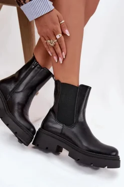 Sale Boto Ocieplane Botki Sztyblety Na Zamek Czarne Niviane