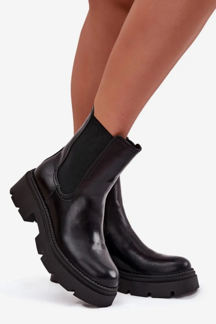 Sale Boto Ocieplane Botki Sztyblety Na Zamek Czarne Niviane