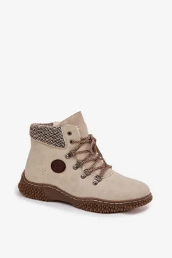 Damskie Boto Ocieplane Botki Trapery Damskie Jasnobeżowe Zenaya