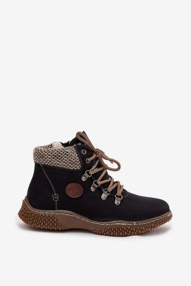 Outlet Boto Ocieplane Botki Trapery Damskie Czarne Zenaya Czarny