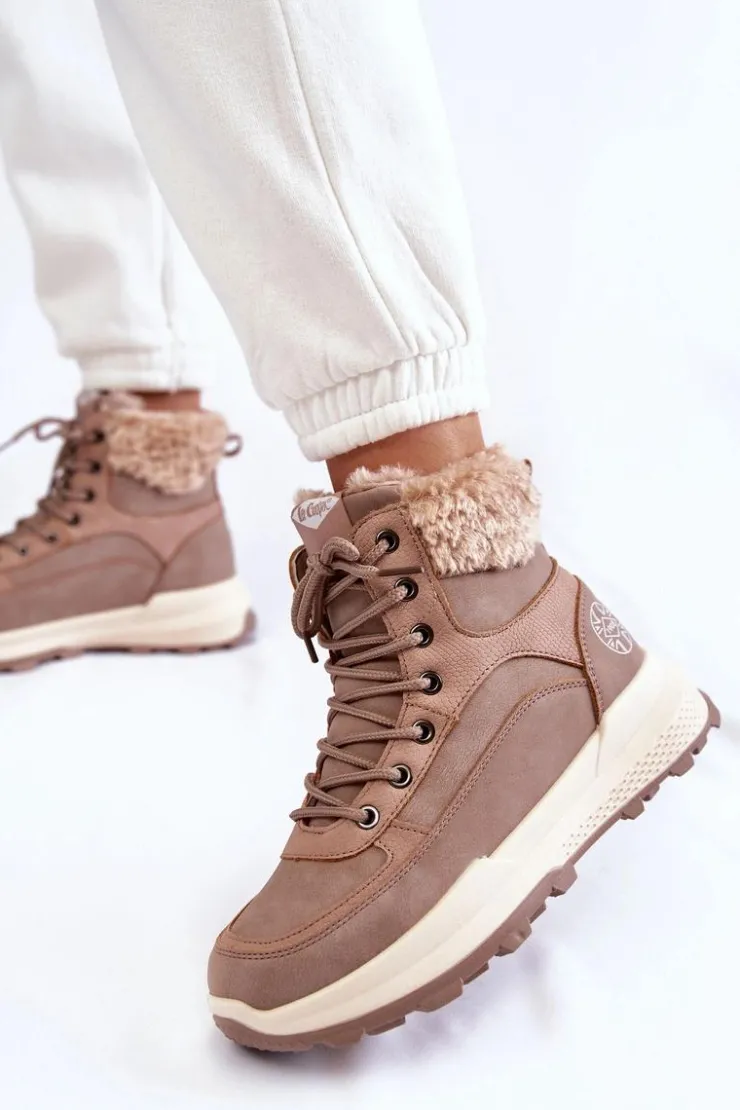 Lee Cooper Damskie Trapery|Botki Sznurowane*Ocieplane Botki Trapery LCJ-22-44-1363 Różowe