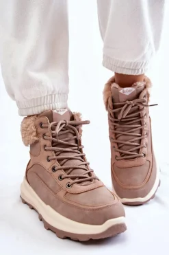Lee Cooper Damskie Trapery|Botki Sznurowane*Ocieplane Botki Trapery LCJ-22-44-1363 Różowe