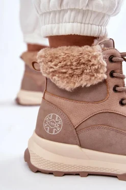 Lee Cooper Damskie Trapery|Botki Sznurowane*Ocieplane Botki Trapery LCJ-22-44-1363 Różowe