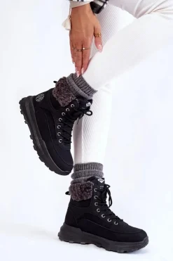 Damskie Lee Cooper Ocieplane Botki Trapery LCJ-22-44-1362 Czarne