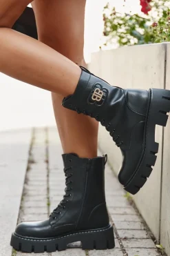 Hot Boto Ocieplane Botki Wokrery Damskie Z Ozdobą Czarne Melisse