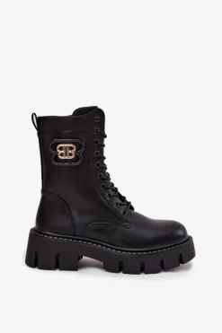 Hot Boto Ocieplane Botki Wokrery Damskie Z Ozdobą Czarne Melisse