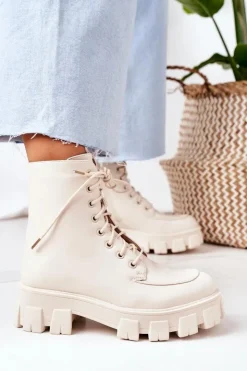 Boto Botki Sznurowane|Czarne Botki*Ocieplane Botki Workery Beżowe World Is Mine