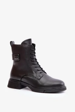 Damskie Buty damskie Vinceza Ocieplane Botki Workery Damskie Skóra Naturalna Czarne Vinceza 66688