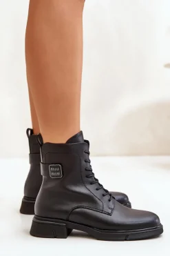 Damskie Buty damskie Vinceza Ocieplane Botki Workery Damskie Skóra Naturalna Czarne Vinceza 66688