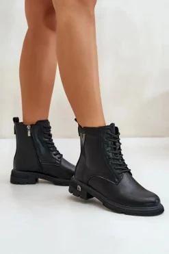 Damskie Buty damskie Vinceza Ocieplane Botki Workery Damskie Ze Skóry Naturalnej Vinceza 7920 Czarne