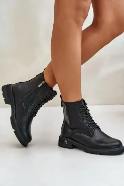 Damskie Buty damskie Vinceza Ocieplane Botki Workery Damskie Ze Skóry Naturalnej Vinceza 7920 Czarne