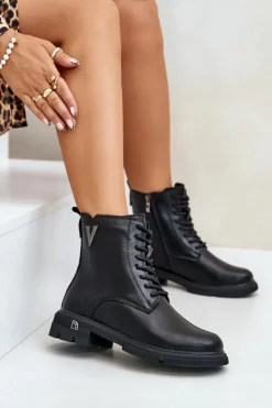 Damskie Buty damskie Vinceza Ocieplane Botki Workery Damskie Ze Skóry Naturalnej Vinceza 7920 Czarne