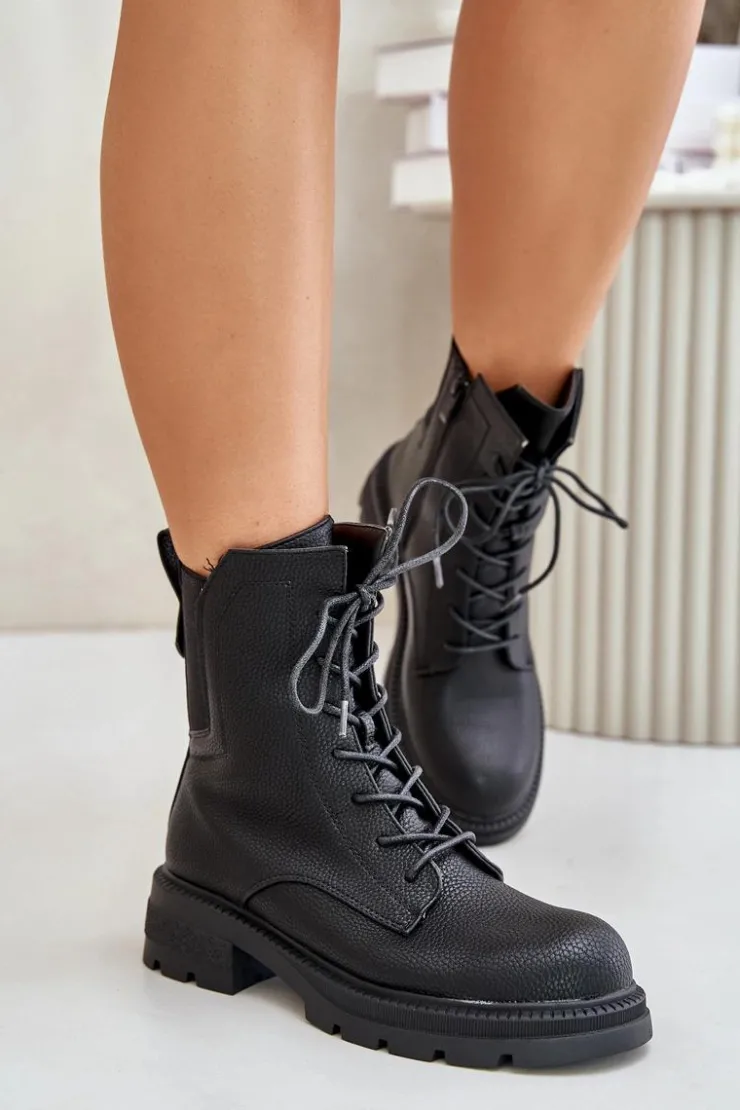 Discount Boto Ocieplane Botki Workery Na Zamek Czarne Leairae Czarny