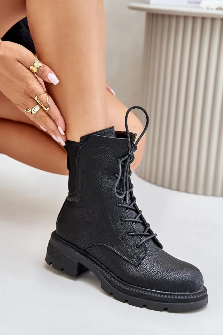 Discount Boto Ocieplane Botki Workery Na Zamek Czarne Leairae Czarny