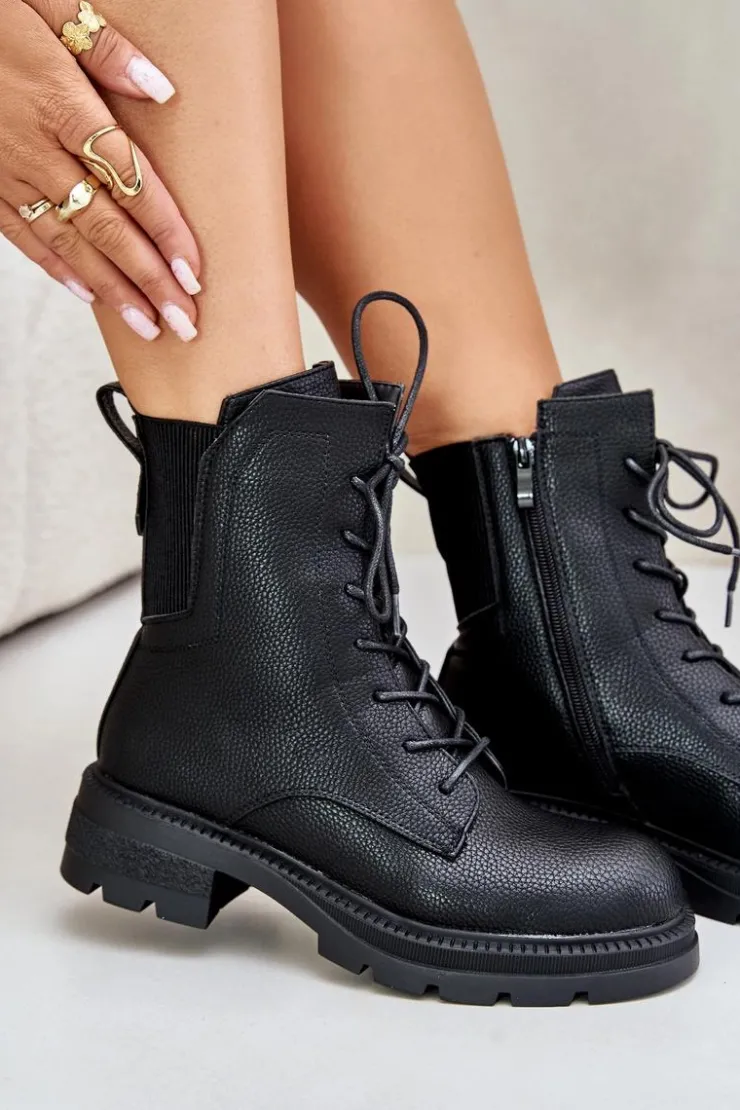 Discount Boto Ocieplane Botki Workery Na Zamek Czarne Leairae Czarny