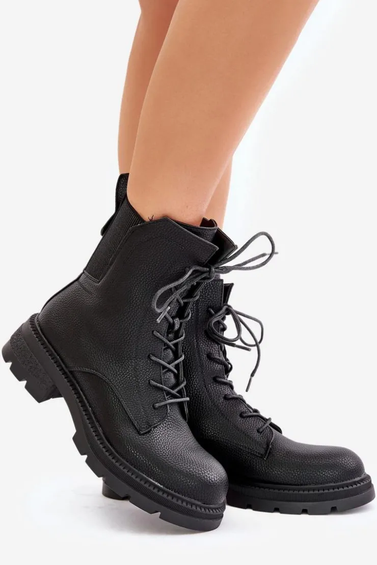 Discount Boto Ocieplane Botki Workery Na Zamek Czarne Leairae Czarny