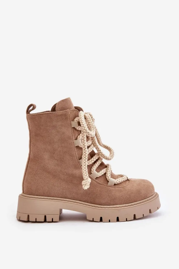 New Boto Ocieplane Botki Z Eko Zamszu Na Zamek Beżowe Caellita