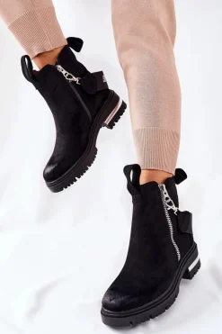 Online Boto Ocieplane Botki Z Suwakiem Czarne Cortona