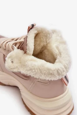 Evento Ocieplane Buty Sportowe Damskie Sznurowane Beżowe Dejana