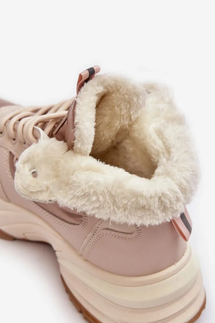 Evento Ocieplane Buty Sportowe Damskie Sznurowane Beżowe Dejana