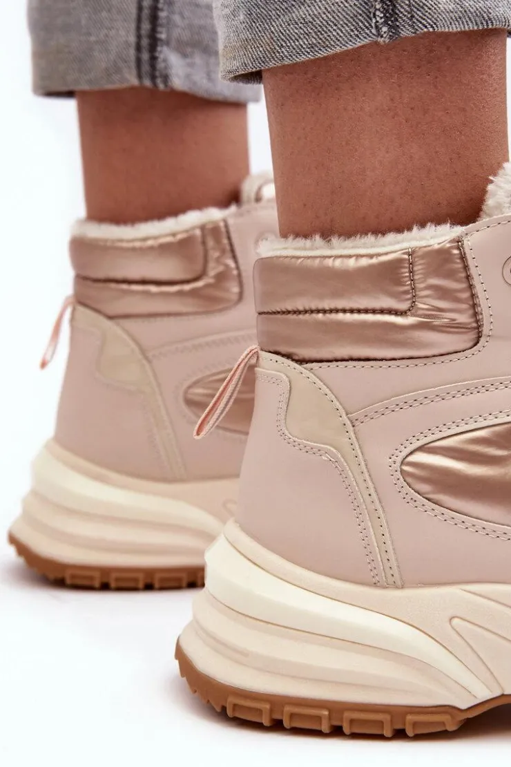 Evento Ocieplane Buty Sportowe Damskie Sznurowane Beżowe Dejana