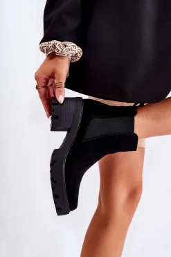 Damskie Boto Ocieplane Damskie Botki Na Suwak Czarne Lenaris