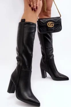 Boto Kozaki Przed Kolano|Kozaki Na Obcasie*Ocieplane Damskie Kozaki Przed Kolano Na Słupku Czarne Genzani