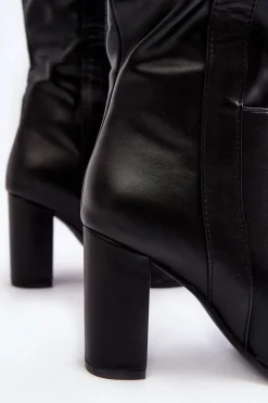 Boto Kozaki Przed Kolano|Kozaki Na Obcasie*Ocieplane Damskie Kozaki Przed Kolano Na Słupku Czarne Genzani