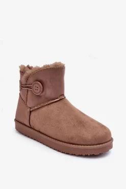 Damskie Boto Ocieplane Damskie Śniegowce Z Ozdobą Ciemnobeżowe Siriol