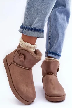 Damskie Boto Ocieplane Damskie Śniegowce Z Ozdobą Ciemnobeżowe Siriol