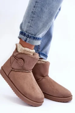 Damskie Boto Ocieplane Damskie Śniegowce Z Ozdobą Ciemnobeżowe Siriol