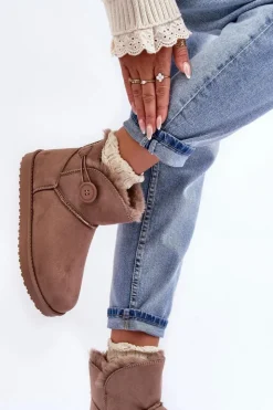 Damskie Boto Ocieplane Damskie Śniegowce Z Ozdobą Ciemnobeżowe Siriol