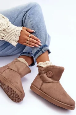 Damskie Boto Ocieplane Damskie Śniegowce Z Ozdobą Ciemnobeżowe Siriol