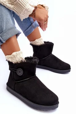 Boto Śniegowce Damskie*Ocieplane Damskie Śniegowce Z Ozdobą Czarne Siriol Czarny