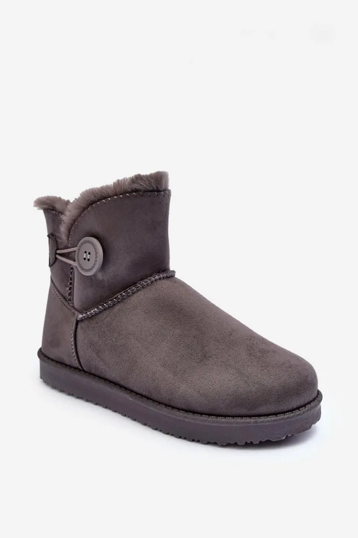 Clearance Boto Ocieplane Damskie Śniegowce Z Ozdobą Szare Siriol Szary