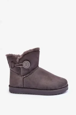 Clearance Boto Ocieplane Damskie Śniegowce Z Ozdobą Szare Siriol Szary