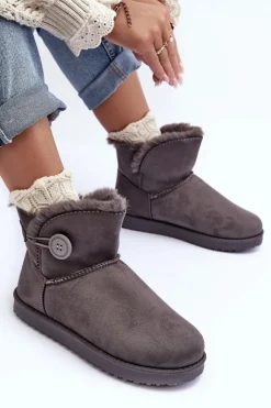 Clearance Boto Ocieplane Damskie Śniegowce Z Ozdobą Szare Siriol Szary