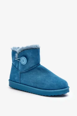 Boto Śniegowce Damskie*Ocieplane Damskie Śniegowce Z Ozdobą Niebieskie Siriol