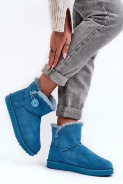 Boto Śniegowce Damskie*Ocieplane Damskie Śniegowce Z Ozdobą Niebieskie Siriol