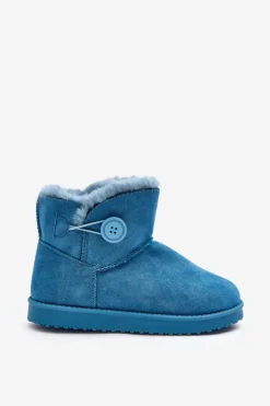 Boto Śniegowce Damskie*Ocieplane Damskie Śniegowce Z Ozdobą Niebieskie Siriol