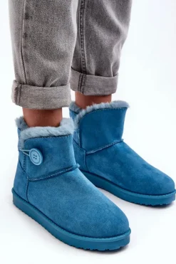 Boto Śniegowce Damskie*Ocieplane Damskie Śniegowce Z Ozdobą Niebieskie Siriol