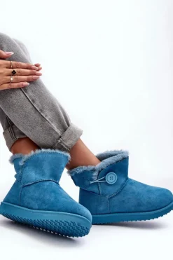 Boto Śniegowce Damskie*Ocieplane Damskie Śniegowce Z Ozdobą Niebieskie Siriol