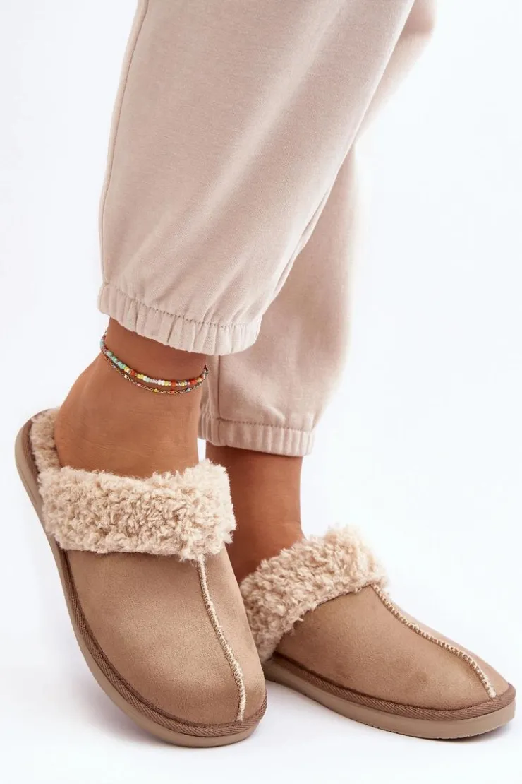 INBLU Kapcie Klasyczne|Klapki Damskie Klasyczne*Ocieplane Kapcie Damskie EK000010 Beżowe