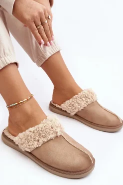 INBLU Kapcie Klasyczne|Klapki Damskie Klasyczne*Ocieplane Kapcie Damskie EK000010 Beżowe